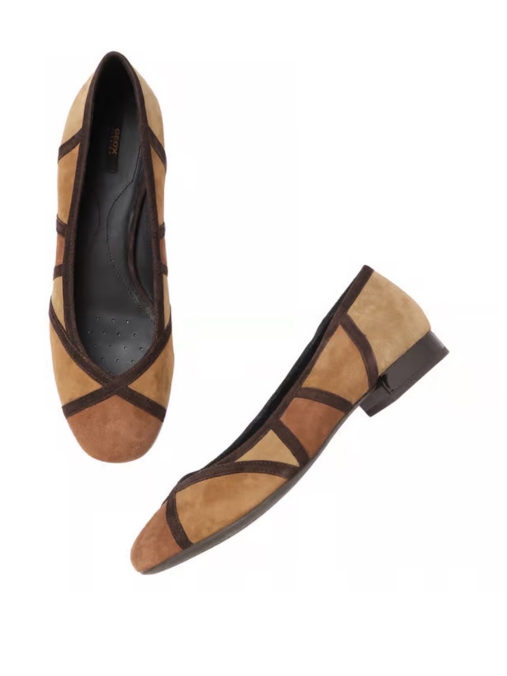 GEOX Wistrey Brown Suede Leather Ballet Flats Women’s 7 EU 37.5 Interview Office